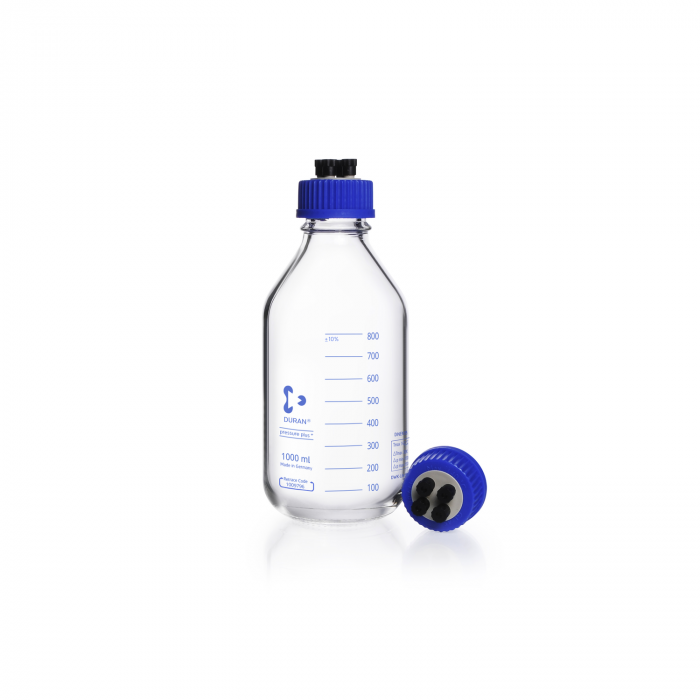 Botella para HPLC GL45 Trasparente con Tapa Rosca Graduada 1000ml DWK