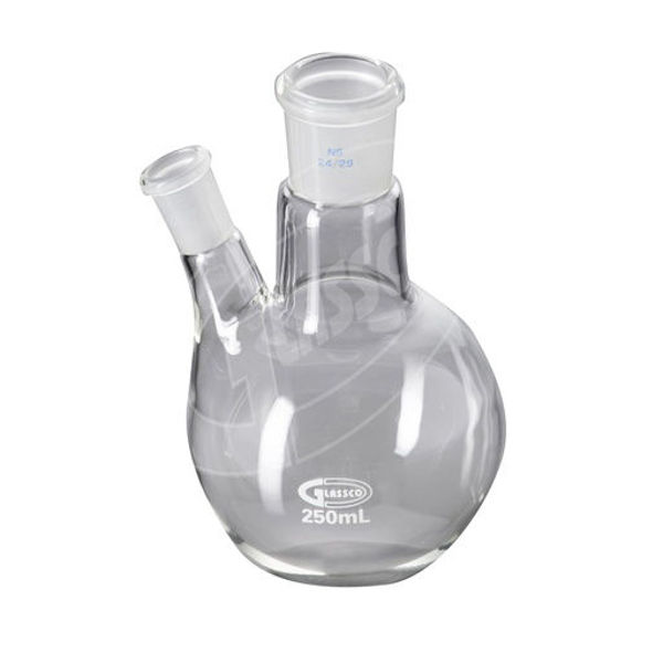 Imagen de Balón de Fondo Redondo 25ml 2 Bocas Angulares Junta 14/20 Glassco