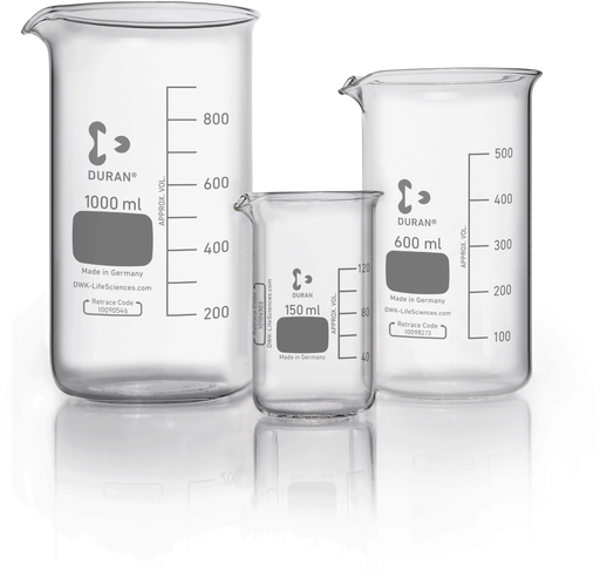 Imagen de Vaso de Bohemia Graduado con Pico Forma Alta Duran 50ml