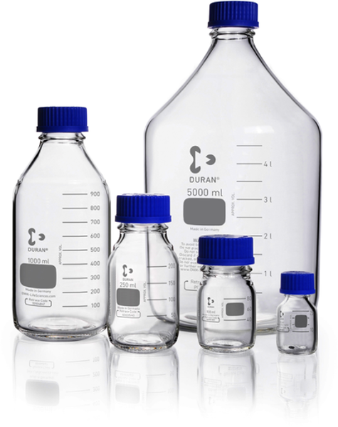 Imagen de Frascos de Vidrio Graduados con Tapa y Anillo DWK 250ml x 10 uds.