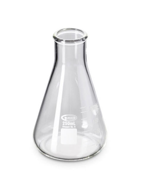 Imagen de Pack de 12 Erlenmeyer de Cuello Angosto 300ml Graduado Glassco