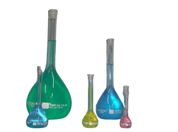 Imagen de Pack de 3 Matraces Aforados con Tapa 10 mL Tolerancia 0,02 Clase "A"