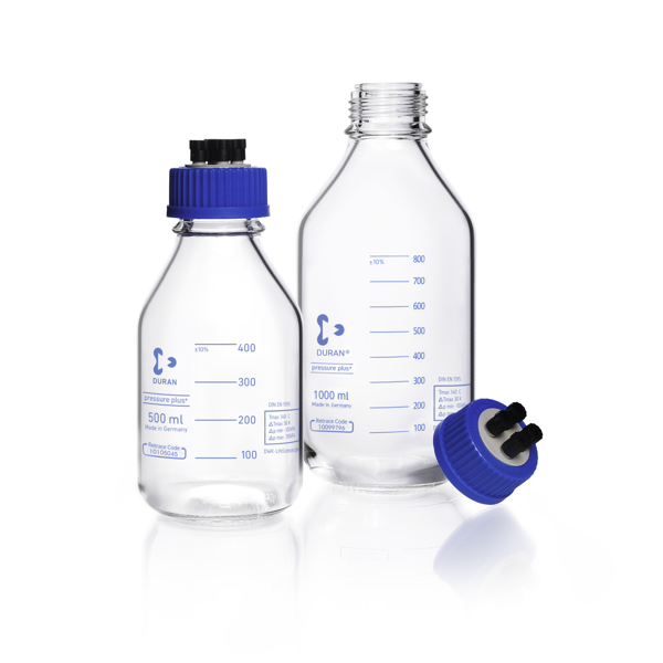 Imagen de Botella para HPLC GL45 con Tapa Rosca Graduada 500ml DWK