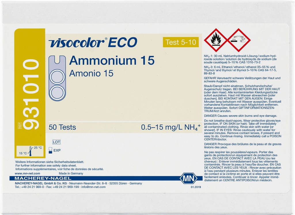 Test Colorimétrico para Amonio Visocolor Eco - Ammonium 15