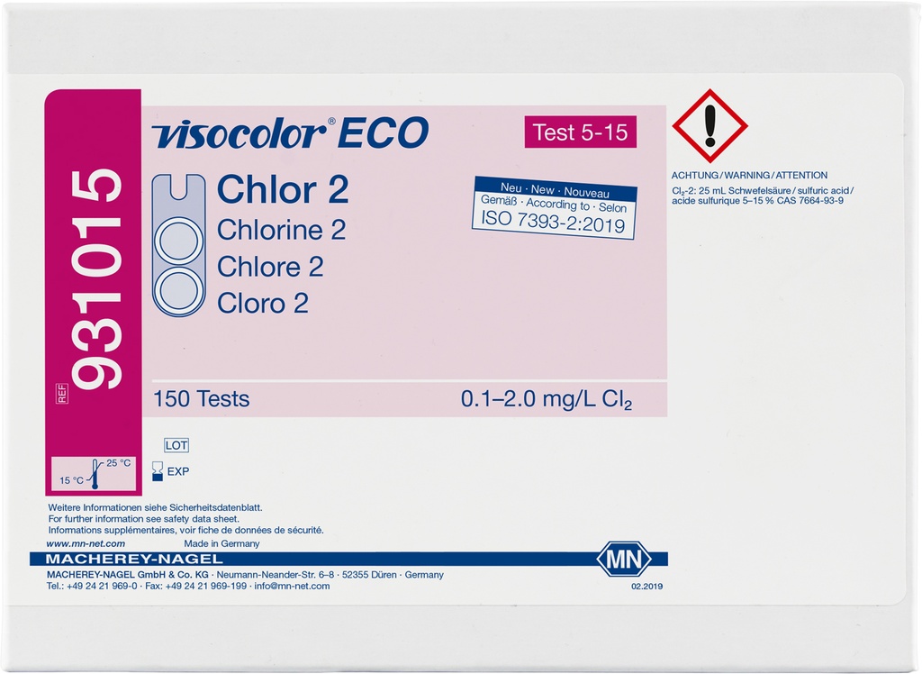 Test Colorimétrico para Cloro Visocolor Eco - Chlor 2