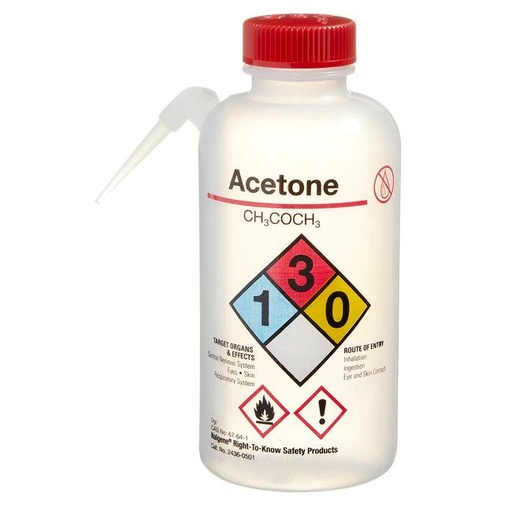 [2436-0501] Piceta 500ml LDPE para Acetona Etiqueta Roja Nalge-Nunc