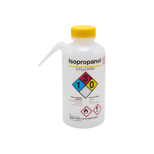 [2436-0504] Piceta 500ml LDPE para Isopropanol Etiqueta Amarilla Nalge-Nunc