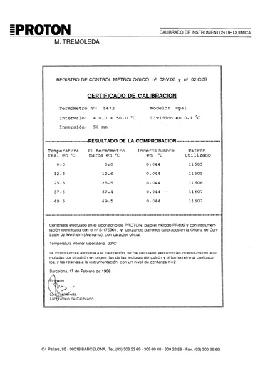[ELE1001267] Termómetro de Precisión Tipo Opal -10 a +50°C 1/10 JP Selecta